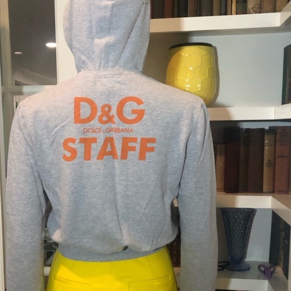 Dolce & Gabbana Light Gray and Orange Zip-Up Hoodie - Picture 6 of 7